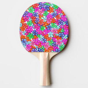 Raquette De Ping Pong Flore multicolore Motif floral Impression recto-ve