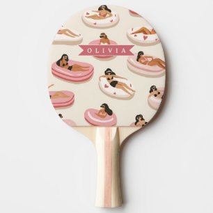 Raquette De Ping Pong Flotteur de piscine rose mignon personnalisé esthé