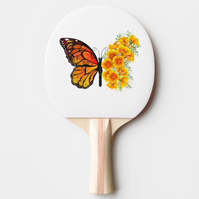 Raquette De Ping Pong Flower Butterfly with Yellow California Poppy (Devant)