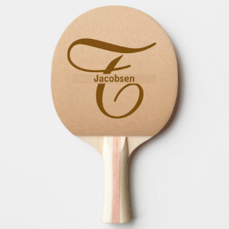 Raquette De Ping Pong Fond en cuir marron pour tennis de table avec nom