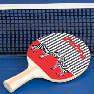 Raquette De Ping Pong Fond unique personnalisé Zèbre Rouge Noir