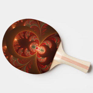 Raquette De Ping Pong Fractale orange rouge moderne abstraite lumineuse
