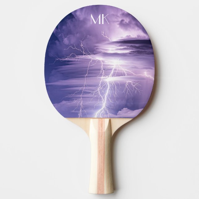 Raquette De Ping Pong Frappes de foudre Ciel Violet Personnalisées (Devant)