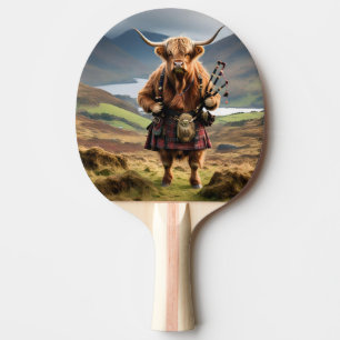 Raquette De Ping Pong Funky Scottish Highland Cow Bagpiper,