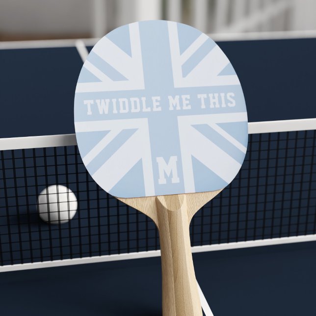 Raquette De Ping Pong Funny Blue Union Jack Drapeau Ping Pong Paddle (Add your initial and funny quote)