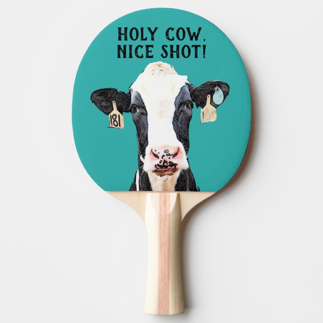 Raquette De Ping Pong Funny Cow Pun Nice Shot Holstein Dairy Animal (Devant)