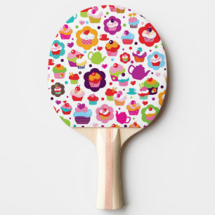 Raquette De Ping Pong Gâteau de tasse et pot mignons de thé