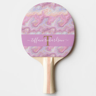 Raquette De Ping Pong Géode d'âge en marbre rose violet