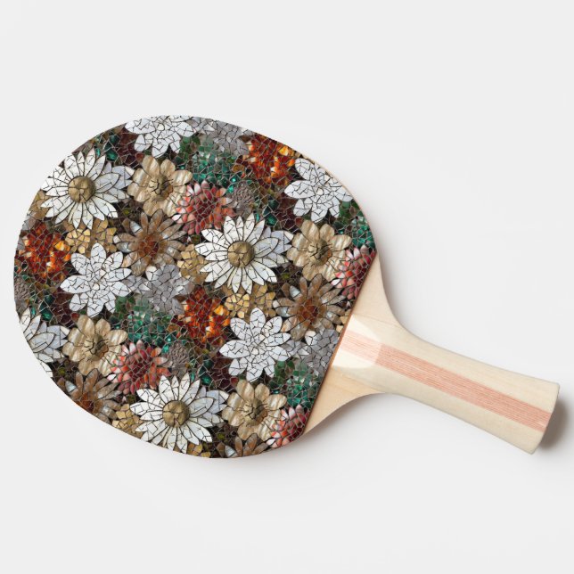 Raquette De Ping Pong Glam Champagne Or Rouge Fleurs blanches (Côté)