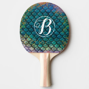 Raquette De Ping Pong Glam Mermaid Balances de poisson Turquoise violet 