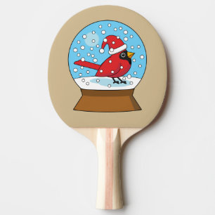 Raquette De Ping Pong Globe des neiges avec cardinal rouge mignon
