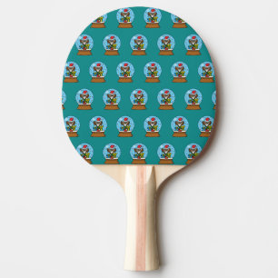 Raquette De Ping Pong Globe des neiges avec Chouette du Père Noël