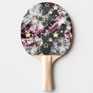 Raquette De Ping Pong Gold stars grunge abstrait design urbain moderne