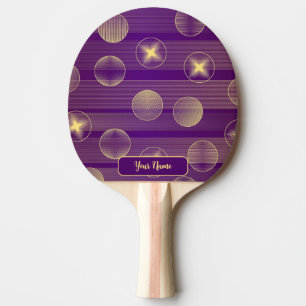 Raquette De Ping Pong Golden Stars Circles violet Élégant Rustique
