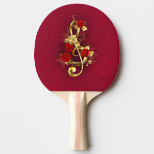 Raquette De Ping Pong Golden Treble Clef avec fleurs Roses