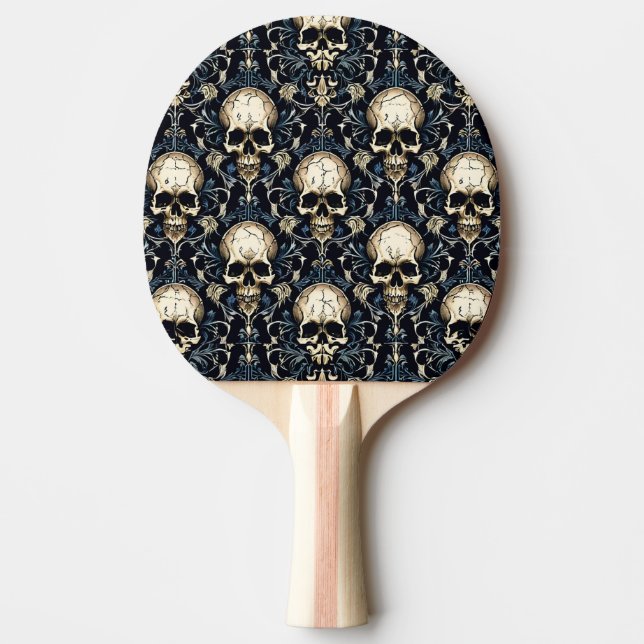 Raquette De Ping Pong Goth Skuls avec Floral Bleu (Devant)