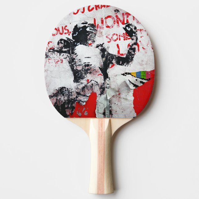 Raquette De Ping Pong Graffiti rouge et blanc défraîchi avec crayon afri (Devant)