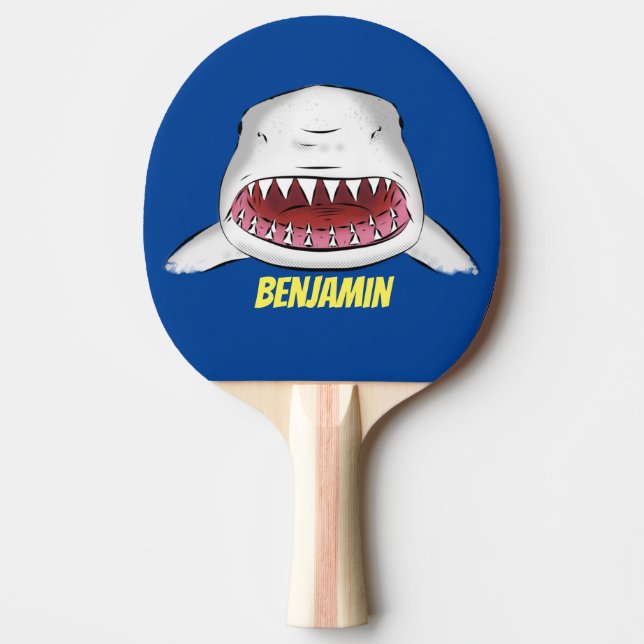 Raquette De Ping Pong Grand requin blanc moyen dessin animé (Devant)