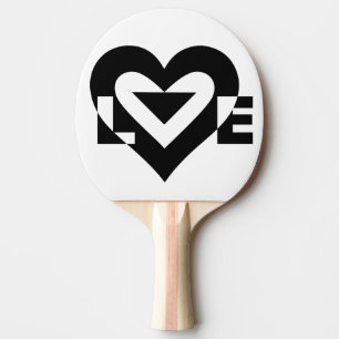 Raquette De Ping Pong Graphique d'amour cool, noir