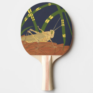 Raquette De Ping Pong Grasshopper en Grass vert sur Arrière - plan bleu
