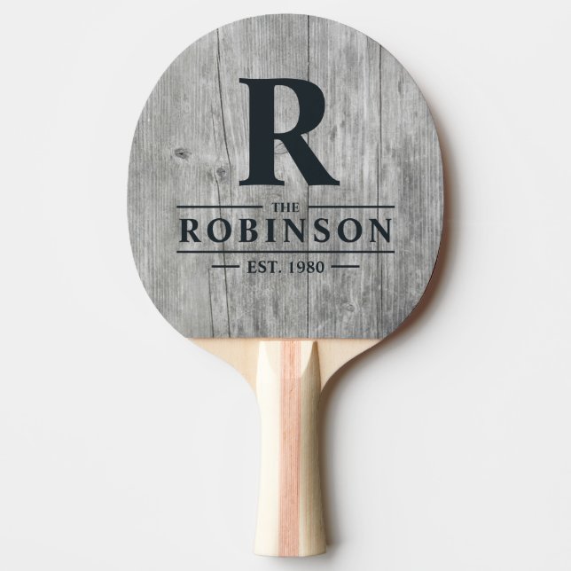 Raquette De Ping Pong Gray Timber Family Name & Initial (Devant)