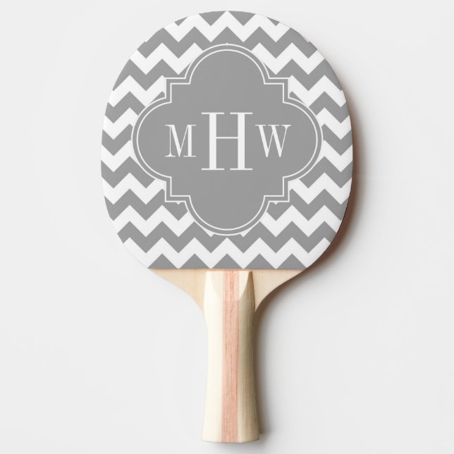 Raquette De Ping Pong Grey What Chevron Dk Gris Quatrefoil 3 Monogramme (Devant)