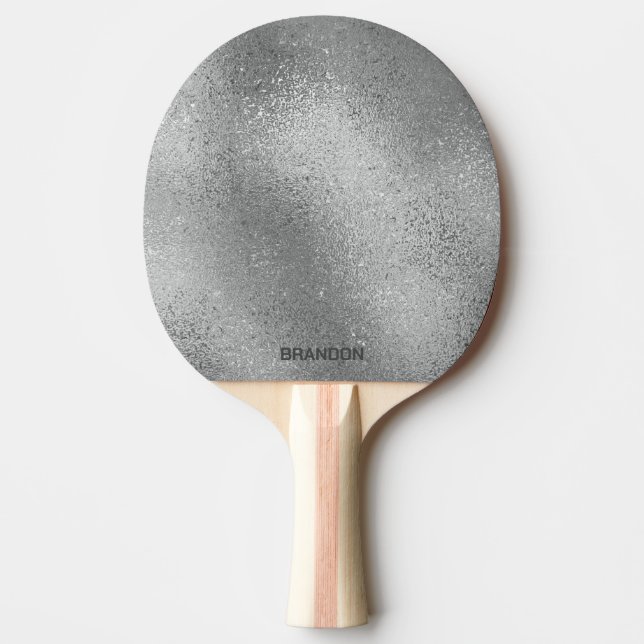 Raquette De Ping Pong Gris argenté brillant brillant texture en verre (Devant)