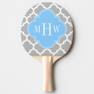 Raquette De Ping Pong Gris Blanc Marocain #5 Ciel Bleu 3 Monogramme init