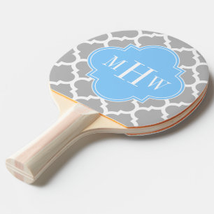 Raquette De Ping Pong Gris Blanc Marocain #5 Ciel Bleu 3 Monogramme init