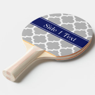 Raquette De Ping Pong Gris Blanc Marocain #5 Marine Nom bleu Monogramme
