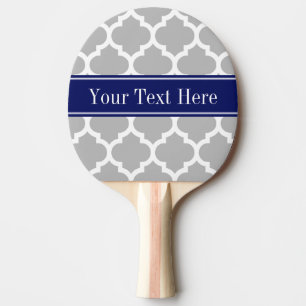 Raquette De Ping Pong Gris Blanc Marocain #5 Marine Nom bleu Monogramme