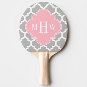 Raquette De Ping Pong Gris Blanc Marocain #5 Rose 3 Monogramme initial