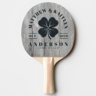 Raquette De Ping Pong Gris Bois Chanceux Trèfle Irlandais Blason de Mari