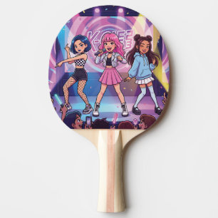 Raquette De Ping Pong Groupe de filles KPop de dessin animé