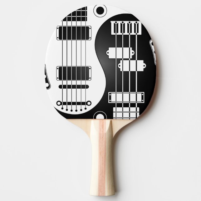 Raquette De Ping Pong Guitare et Yin bas Yang blanc et noir (Devant)