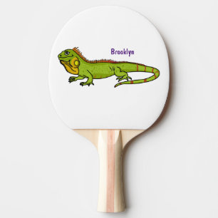 Raquette De Ping Pong Happy green iguana cartoon