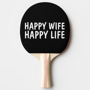 Raquette De Ping Pong HAPPY WIFE HAPPY LIFE Paddles, Cadeau Mariage