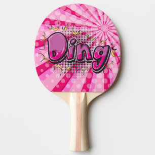 Raquette De Ping Pong Héros comique de tintement de rose de style d'art