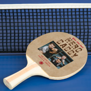 Raquette De Ping Pong Héros rustique Daddy Père`s Day 2 Photo Collage