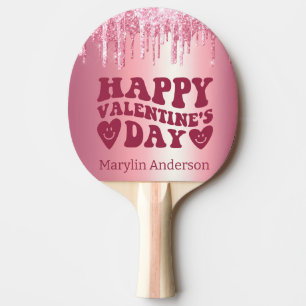 RAQUETTE DE PING PONG HEUREUSE SAINTE-VALENTIN PINK PARTIES SCINTILLANT 