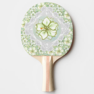 Raquette De Ping Pong Hibiscus & dentelle BLANC