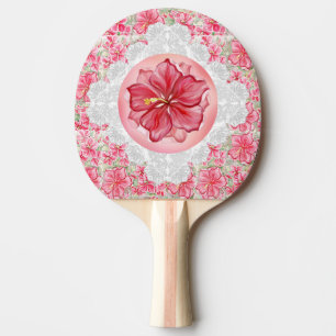 Raquette De Ping Pong Hibiscus & dentelle RED