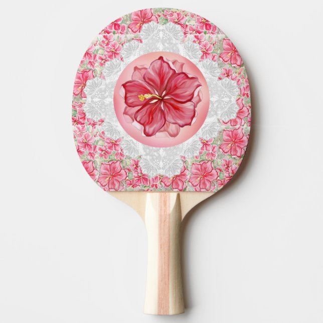 Raquette De Ping Pong Hibiscus & dentelle RED (Devant)