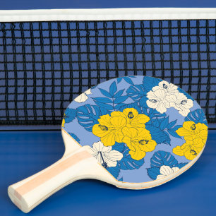 Raquette De Ping Pong Hibiscus fleurs et feuilles