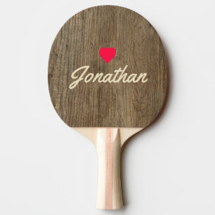 Raquette De Ping Pong Hickory Wood Vintage Signature Cœur