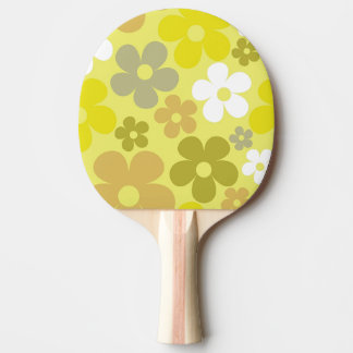 Raquette De Ping Pong Hippie Floral Jaune Pastel Fleur sans fil