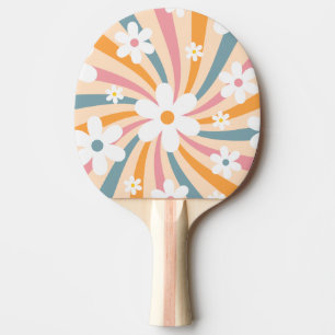 Raquette De Ping Pong Hippie florale Super rétro couleur soleil margueri