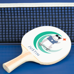 Raquette De Ping Pong Hipster Bear Skateboarder avec n'importe quel nom