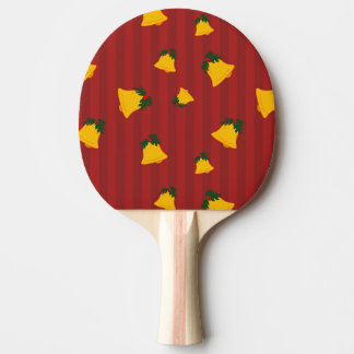Raquette De Ping Pong Holiday Red Gold Stripe Bells Christmas