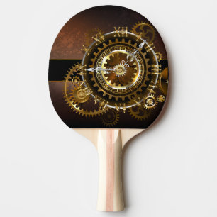 Raquette De Ping Pong Horloge Steampunk avec des engrenages anciens